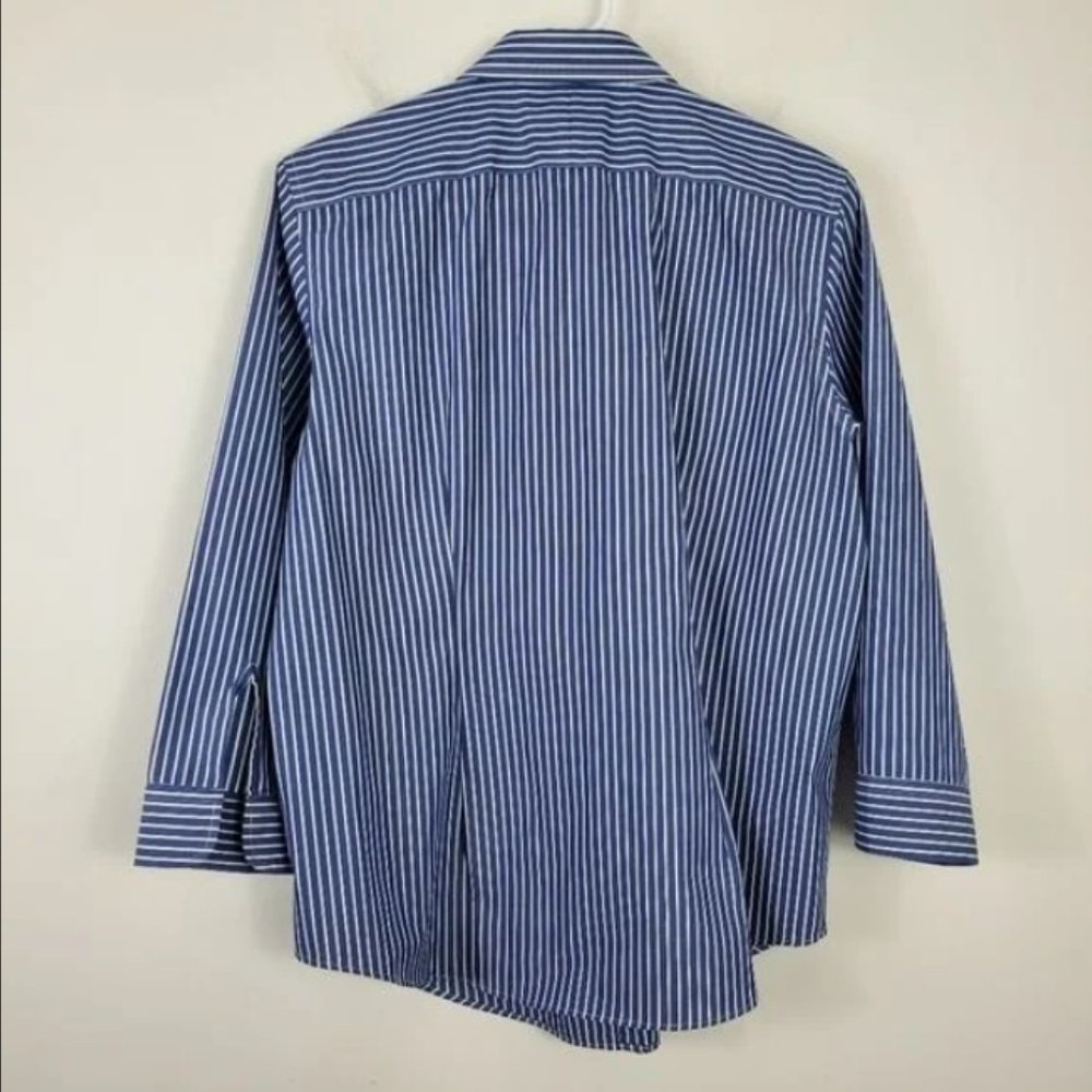 Lauren Ralph Lauren Non-Iron Button Up Womens Size L Kimono Sleeve Preppy - Picture 3 of 4